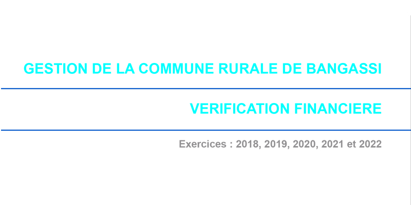 Vérification financière Gestion de la Commune Rurale De Bangassi
