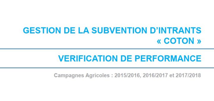 Gestion Subvention intrants coton m2019